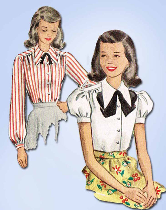 1940s Vintage McCall Sewing Pattern 7339 Little Girls Blouse Set Size 8 26 Bust