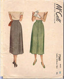 1940s Vintage McCall Sewing Pattern 7360 Classic Misses Day Skirt Size 26 Waist