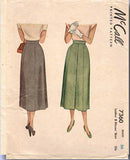 1940s Vintage McCall Sewing Pattern 7360 Classic Misses Day Skirt Size 26 Waist