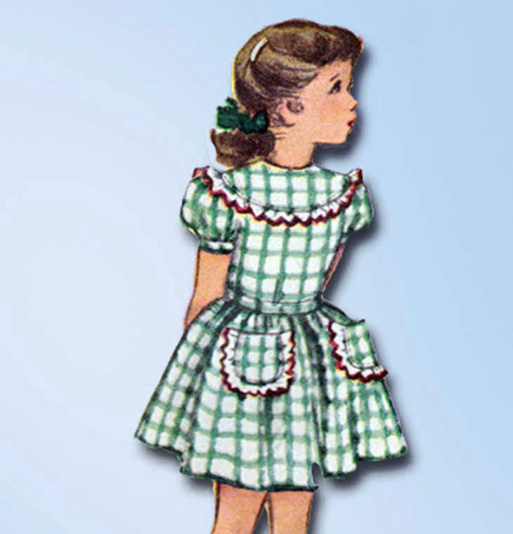 1940s Vintage McCall Sewing Pattern 7366 Toddler Girls Dress Size 6 -Vintage4me2