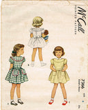 1940s Original Vintage McCall Sewing Pattern 7366 Toddler Girls Dress Size 4