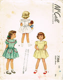 1940s Vintage McCall Sewing Pattern 7366 Toddler Girls Dress Size 6