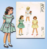 1940s Vintage McCall Sewing Pattern 7366 Toddler Girls Dress Size 6
