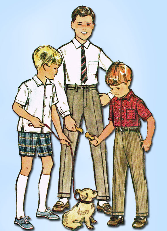1960s Vintage McCalls Sewing Pattern 7370 Boys Shirt Shorts & Slacks Size 6