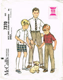 1960s Vintage McCalls Sewing Pattern 7370 Boys Shirt Shorts & Slacks Size 6