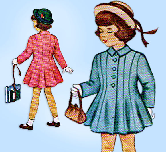 1940s Vintage McCall Sewing Pattern 7390 Toddler Girls Princess Coat Size 4 - Vintage4me2