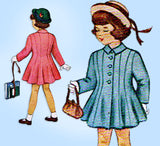 1940s Vintage McCall Sewing Pattern 7390 Toddler Girls Princess Coat Size 4 - Vintage4me2