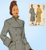 1940s Vintage McCall Sewing Pattern 7416  Stylish Misses Trench Coat Sz 32 Bust - Vintage4me2