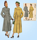 1940s Vintage McCall Sewing Pattern 7416  Stylish Misses Trench Coat Sz 32 Bust - Vintage4me2