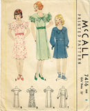1930s Original Vintage McCall Sewing Pattern 7416 Girls Ruffled Party Dress Sz 8