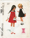 1960s Vintage McCalls Sewing Pattern 7422 Helen Lee Girls Jumper Dress Size 4