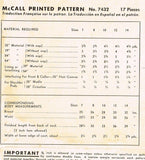 1940s Vintage Girls Swingback Coat 1948 McCall VTG Sewing Pattern 7432 Size 7 - Vintage4me2