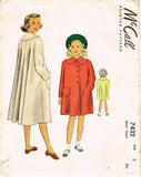 1940s Vintage Girls Swingback Coat 1948 McCall VTG Sewing Pattern 7432 Size 7 - Vintage4me2