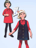 1960s Vintage McCalls Sewing Pattern 7441 Helen Lee Girls Dress and Jumper Sz 6