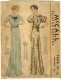 McCall 7466: 1930s Stunning Misses Evening Gown Sz 34 B Vintage Sewing Pattern