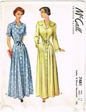 1940s Vintage McCall Sewing Pattern 7481 Uncut Misses Housecoat Size 12 30 Bust