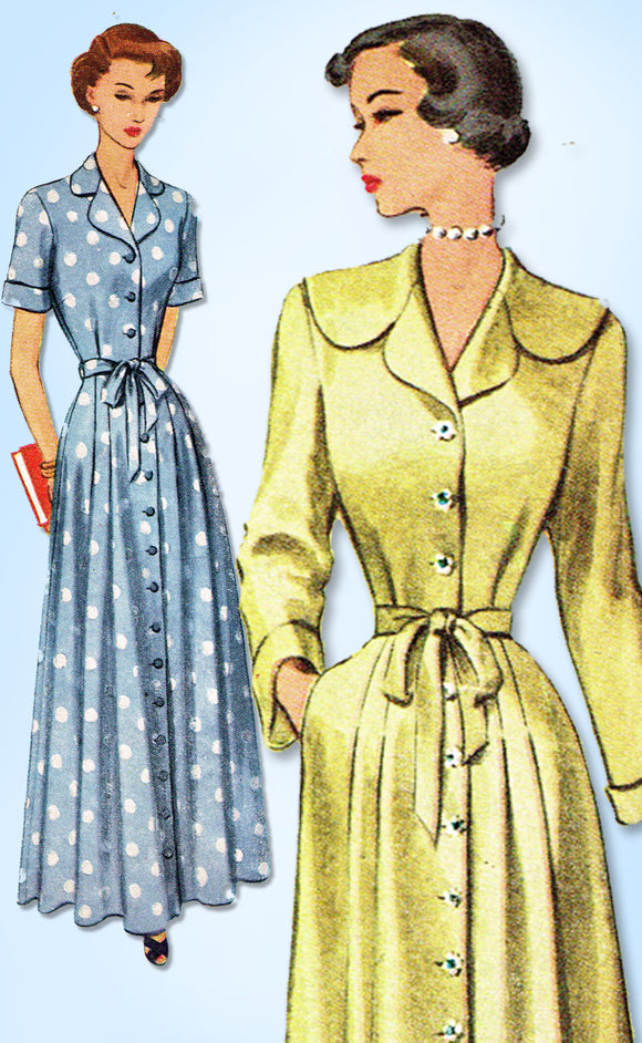 1940s Vintage McCall Sewing Pattern 7481 Uncut Misses Housecoat Size 12 30 Bust