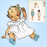 1940s Original Vintage McCall Sewing Pattern 7490 Baby Girls Pleated Dress Sz 2 - Vintage4me2