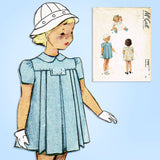 1940s Original Vintage McCall Sewing Pattern 7490 Baby Girls Pleated Dress Sz 2 - Vintage4me2