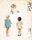 1940s Original Vintage McCall Sewing Pattern 7490 Baby Girls Pleated Dress Sz 2 - Vintage4me2