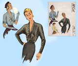 McCall's 7493: 1940s Lovely Misses Kimono Blouse Sz 30 B Vintage Sewing Patternrn