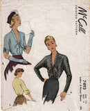 McCall's 7493: 1940s Lovely Misses Kimono Blouse Sz 30 B Vintage Sewing Patternrn