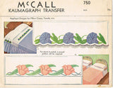 1940s Vintage McCall Embroidery Transfer 750 Applique Morning Glory Pillowcases