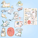 1940s Vintage McCalls Embroidery Transfer 751 Uncut 25 Baby Farm Animal Motifs