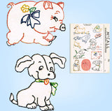 1940s Vintage McCalls Embroidery Transfer 751 Uncut 25 Baby Farm Animal Motifs