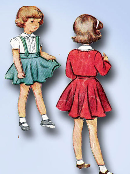 1940s Vintage Toddler Girls 3 Pc Suit 1948 McCall VTG Sewing Pattern 7521 Size 2