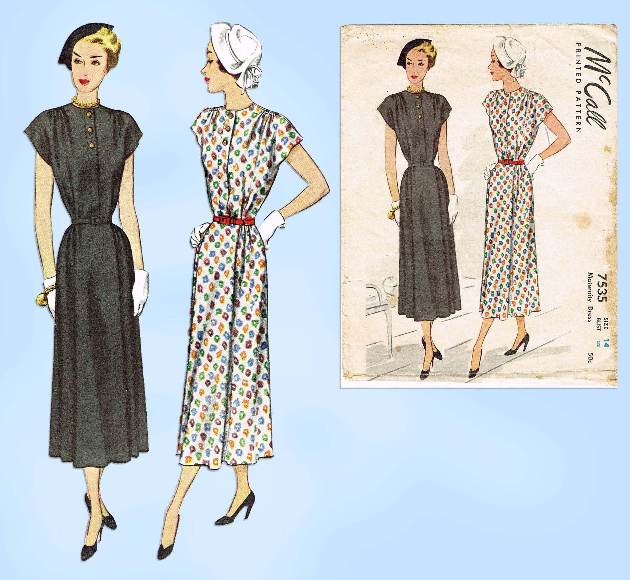 McCall 7535: 1940s Beautiful Misses Maternity Dress 32B Vintage Sewing Vintage4me2 McCall 7535: 1940s Beautiful Misses Maternity Dress 32B Vintage Sewing Vintage4me2
