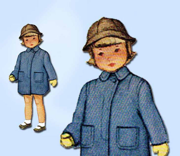 1940s Vintage McCall Sewing Pattern 7546 Toddler Boy or Girls Coat Size 6 24B
