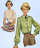 1940s Vintage McCall Sewing Pattern 7551 Misses Blouse w U Shaped Yoke Size 30 B