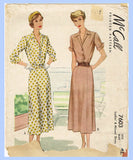 1940s Vintage McCall Sewing Pattern 7603 Plus Size Shirtwaist Dress Size 42 Bust