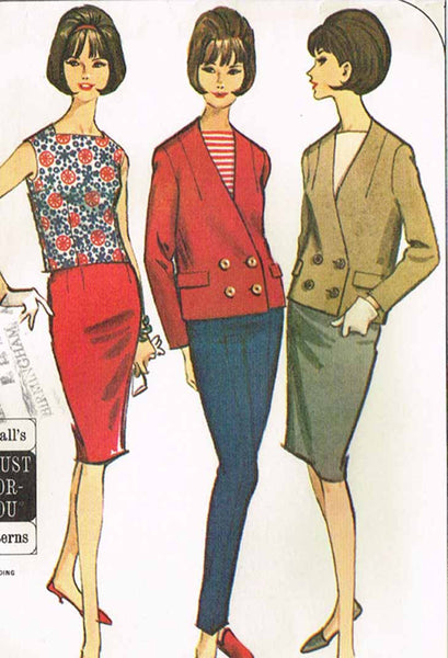 1960s Original Vintage McCalls Pattern 7615 Uncut Misses Suit Ensemble Sz 34 36B