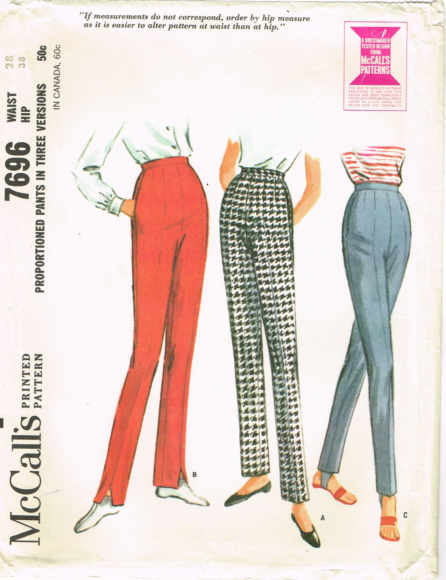 Vintage 70s McCalls 2672 Bell Bottom Hip Hugger Pants Pattern Waist 25.5  Hips 36