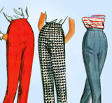 1960s Vintage McCall's Sewing Pattern 7696 Uncut Misses High Waist Pants Sz 28 W