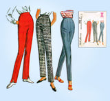 1960s Vintage McCall's Sewing Pattern 7696 Uncut Misses High Waist Pants Sz 28 W