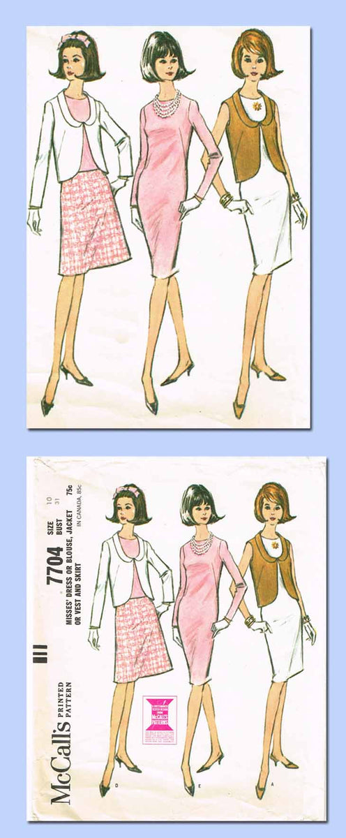 1960s Vintage McCalls Sewing Pattern 7704 Misses Dress and Jacket Size ...