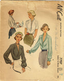 1940s Vintage McCall Sewing Pattern 7707 Misses Ruffled Blouse Size 18 36B