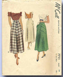 1940s Vintage McCalls Sewing Pattern 7711 Misses Bias Cut Day Skirt Sz 24 Waist