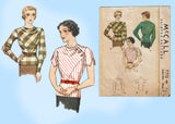 McCall's 7712: 1930s Misses Art Deco Blouse Size 34 Bust Vintage Sewing Pattern