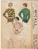 McCall's 7712: 1930s Misses Art Deco Blouse Size 34 Bust Vintage Sewing Pattern