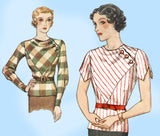 McCall's 7712: 1930s Misses Art Deco Blouse Size 34 Bust Vintage Sewing Pattern