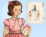 1940s Vintage McCall Sewing Pattern 7714 Cute Toddler Girls Party Dress Sz 6 - Vintage4me2