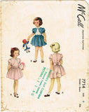 1940s Vintage McCall Sewing Pattern 7714 Cute Toddler Girls Party Dress Sz 6 - Vintage4me2
