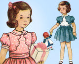 1940s Vintage McCall Sewing Pattern 7714 Cute Toddler Girls Party Dress Sz 6 - Vintage4me2