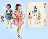 1940s Vintage McCall Sewing Pattern 7714 Cute Toddler Girls Party Dress Sz 6 - Vintage4me2