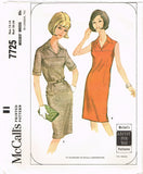 1960s Vintage McCalls Sewing Pattern 7725 Uncut Misses Belted Sheath Dress 32 34