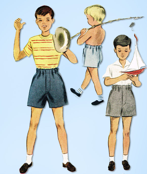 1940s Vintage McCall Sewing Pattern 7745 Easy Uncut Toddler Boys Shorts Size 4